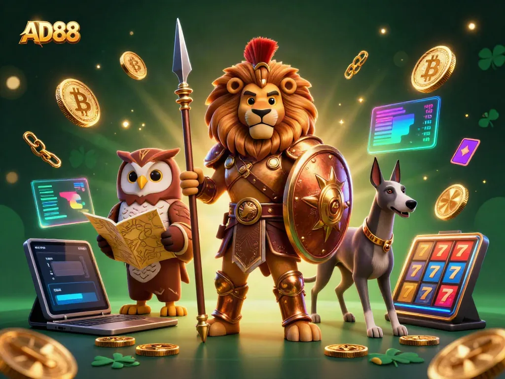Experience the thrill of gaming at AD88 with vibrant 3D characters and exciting casino elements.