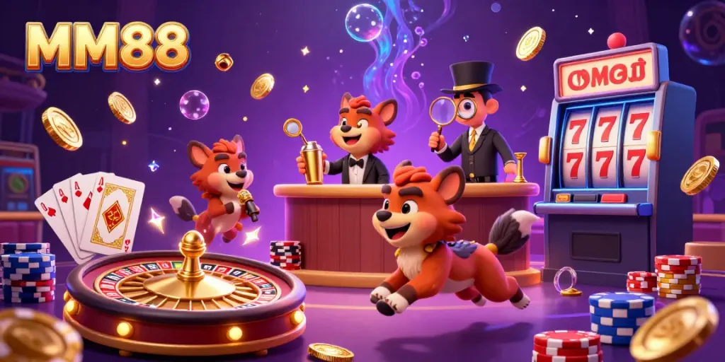 Experience the fun at MM88 casino with hyenas as bartenders, comedians, and bouncers in a vibrant environment.
