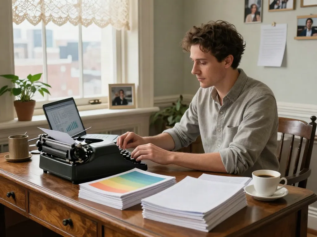 Payday loans expert at cozy office desk analyzing financial data at https://alberta.paydayloans-on.ca