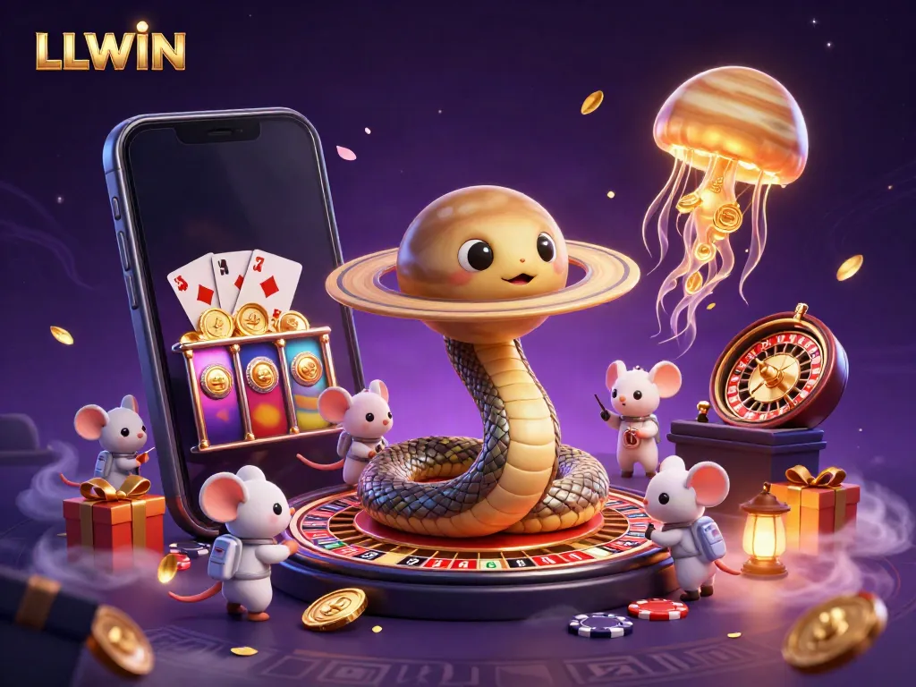 Engage with LLWIN’s vibrant gambling experience featuring dynamic characters in a captivating cosmic scene.