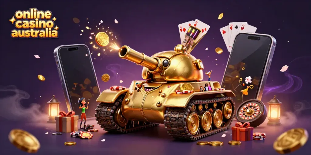 Experience the vibrant world of online casino Australia in an immersive 3D illustration.