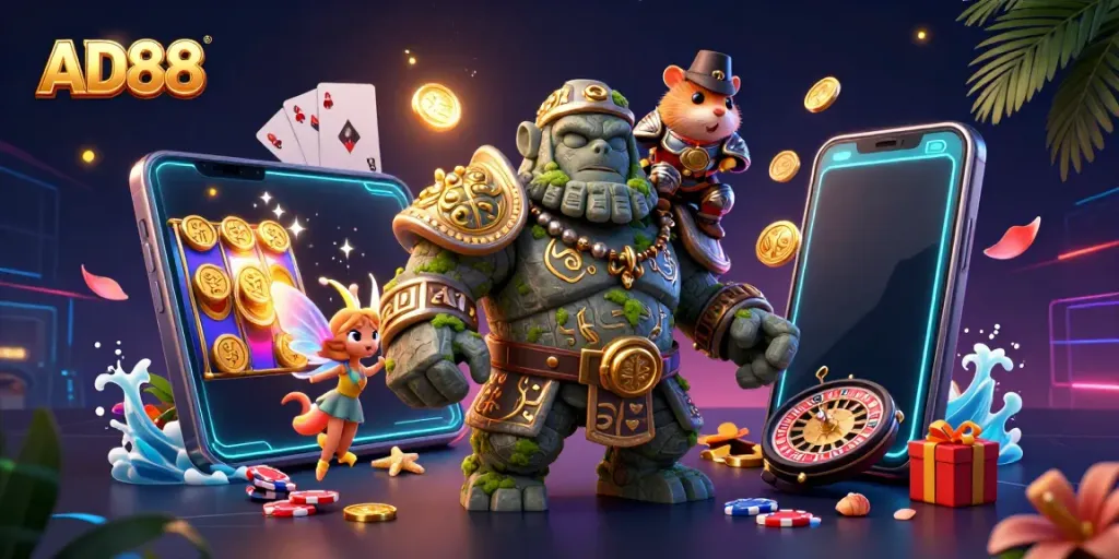 Engage with AD88's thrilling online slots in an enchanting 3D gaming adventure.